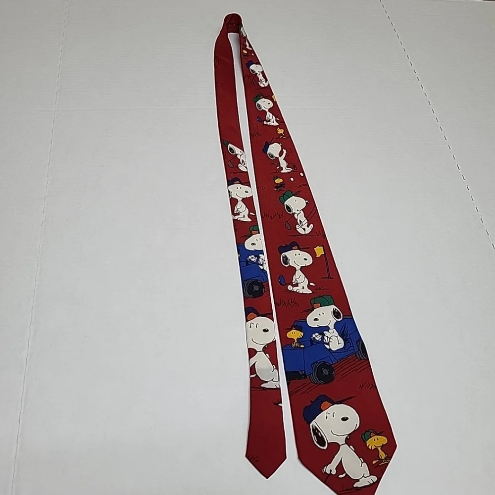 Vtg. Snoppy Peanuts Golf Necktie Joe Golfer 100% Silk Made In USA‎ Woodstock